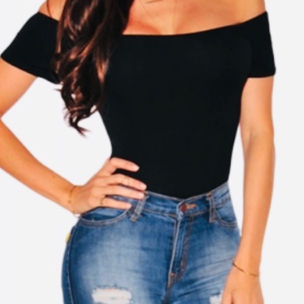 BC Basic Black Off Shoulder Bodysuit